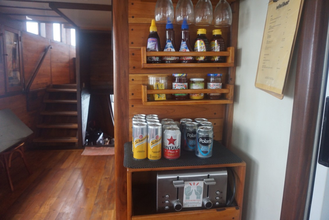 Bar area of EcoXplorer liveaboard