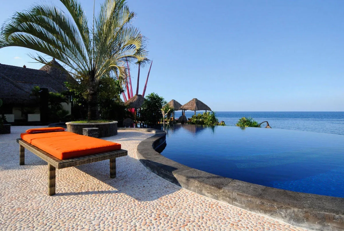 Lounge chair by poolside