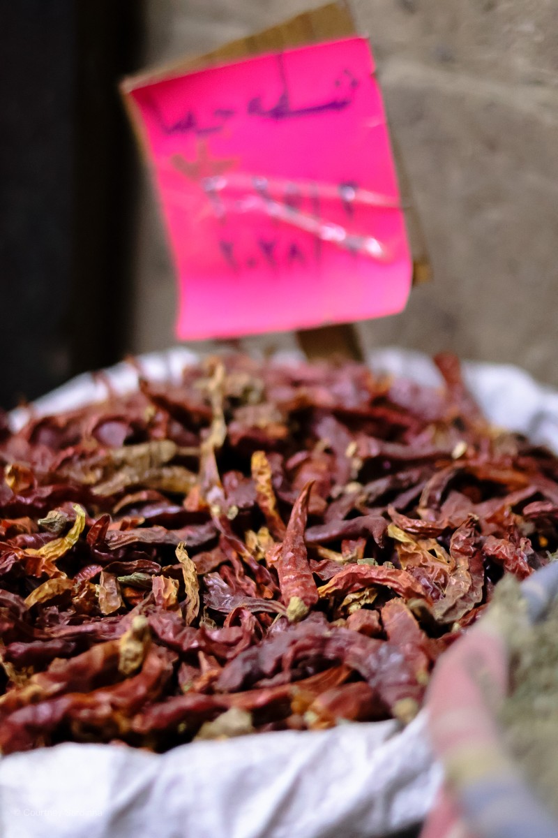 Dried chillies  for sale at the market, Cairo, Egypt